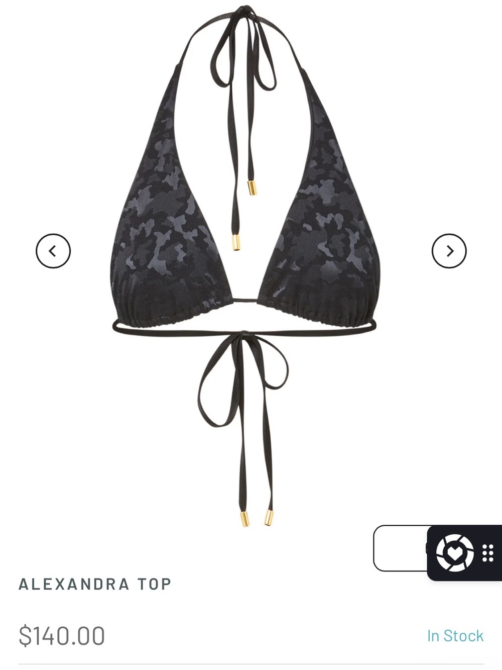 Margaux Sur Mer Bikini Alexandra Black Camouflage Bikini Top & Bottom - New